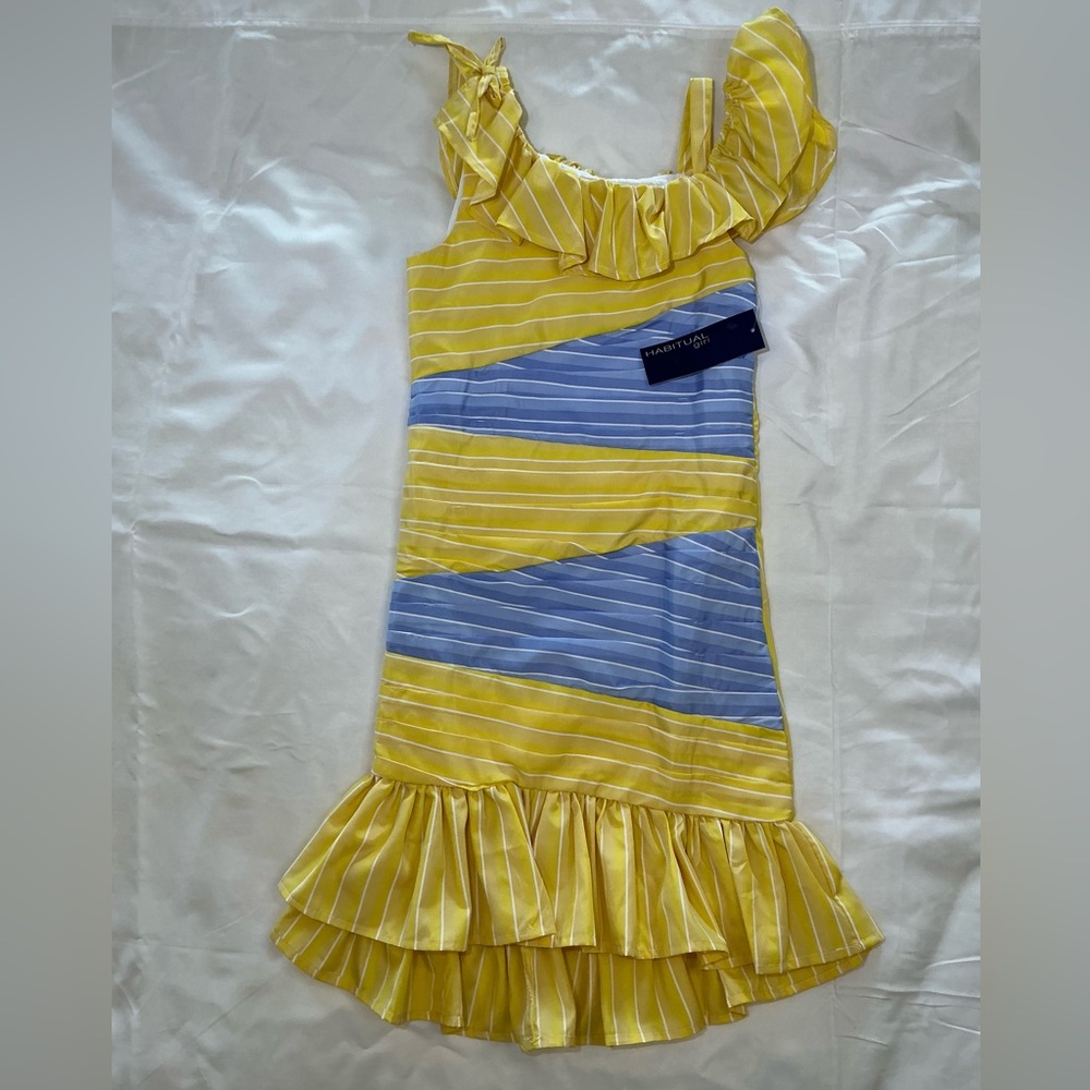 NEW Habitual Girl High-Low-Hem Yellow/Blue Color Block Dress Girls Size 10 NWT